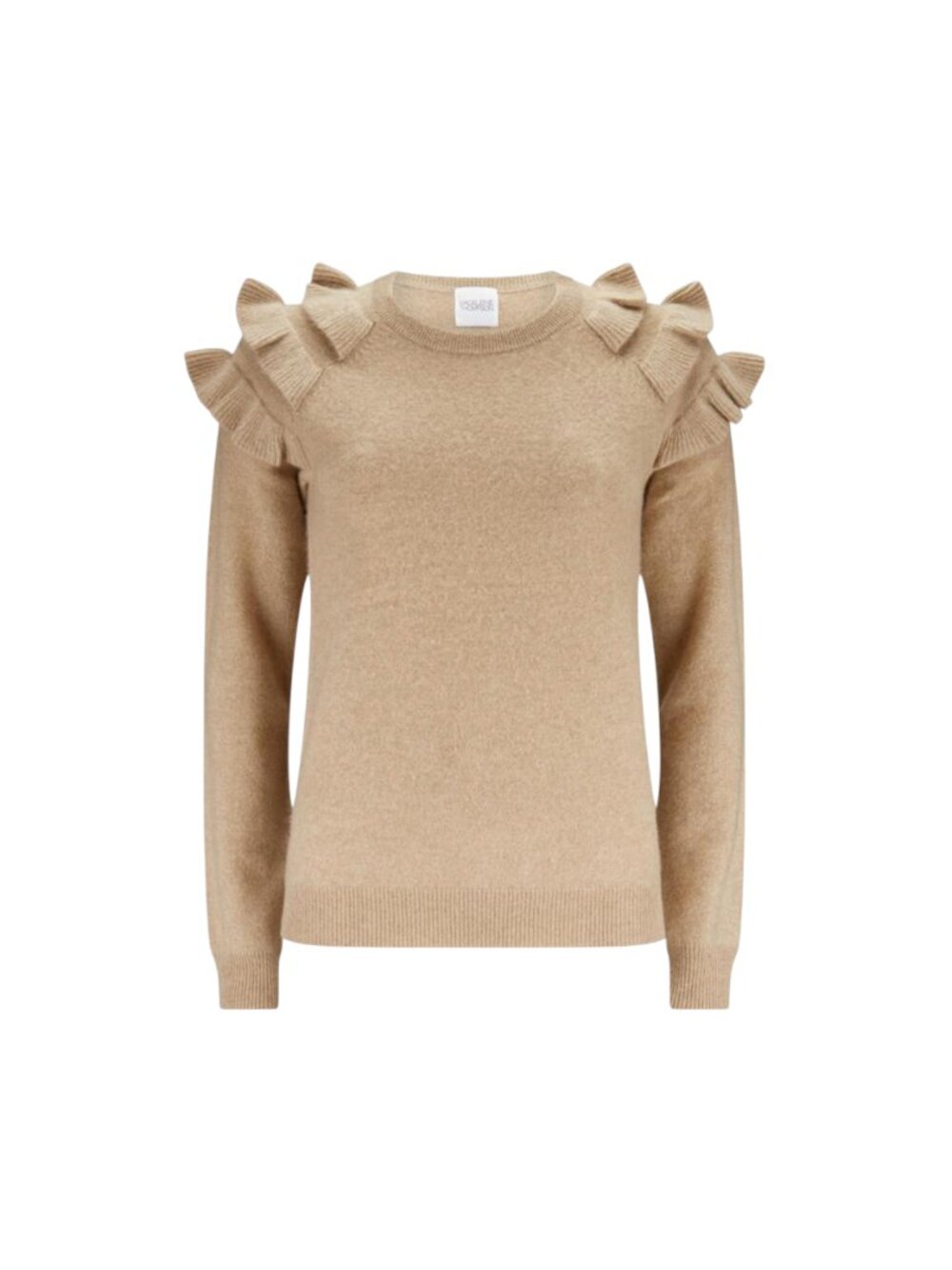 Madeleine Thompson Gemini Cashmere Sweater Womens Small Tan Brown Crew Neck Knit